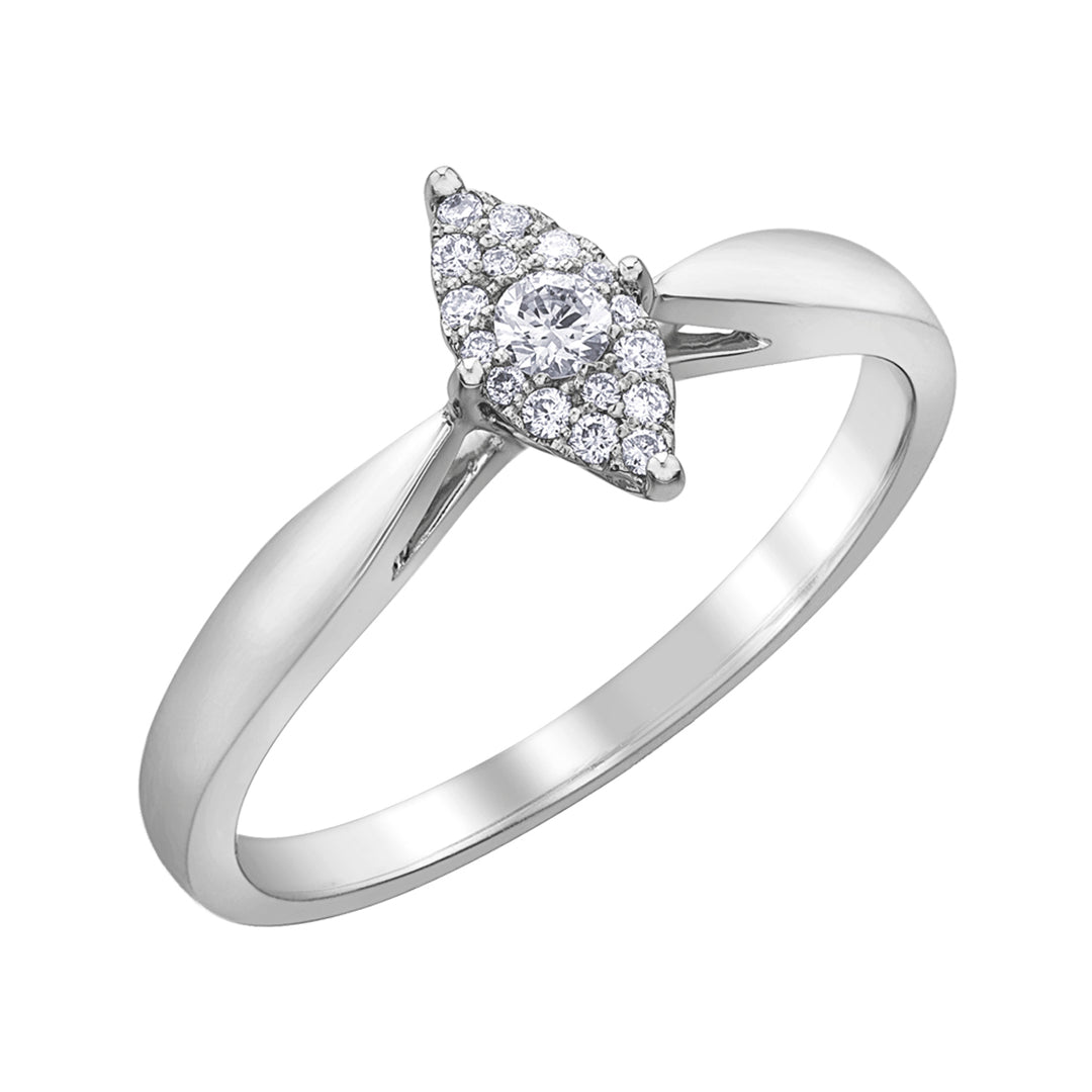 Illuminaire 10k White Gold Marquise Shaped Diamond Engagement Ring