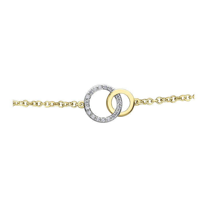 10K Yellow Gold Double Circle Bracelet, 0.09TDW