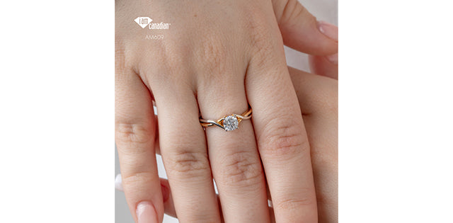 10K Two Tone Solitaire Diamond Engagement Ring, 0.52TDW