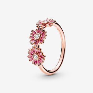 FINAL SALE - Pandora Pink Daisy Trio Flower Ring, Size 7