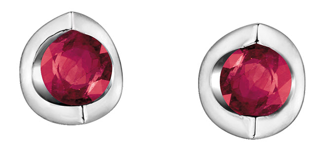 10kt White Gold Genuine Ruby Studs