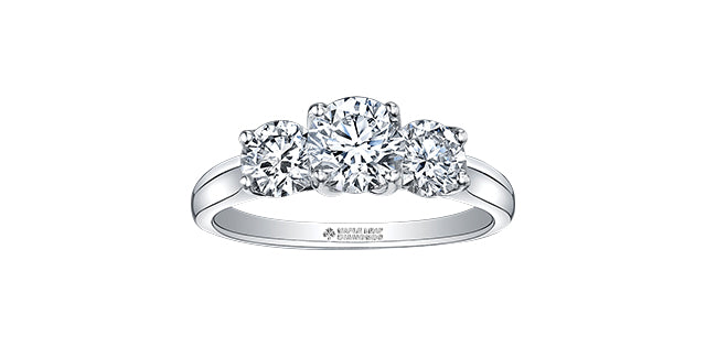 18 Karat 3 Stone Engagement Ring, 0.37 CT Center