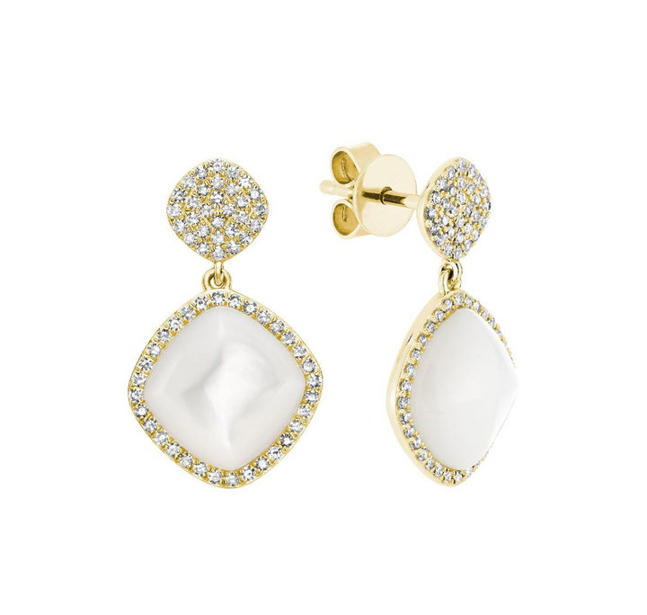 14K Mother of Pearl and Diamond Earrings