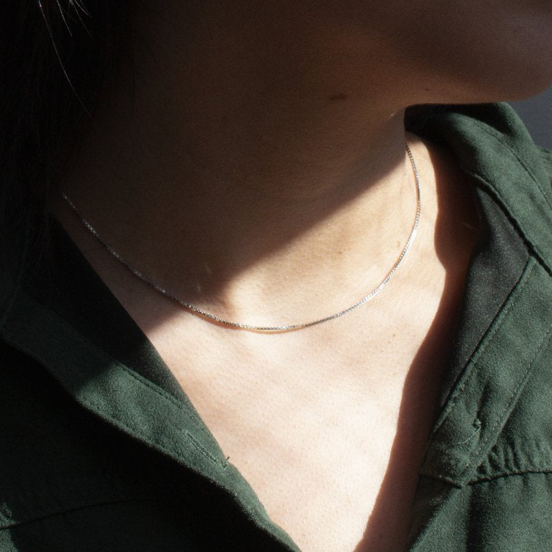 Silver Box Link (1.0mm) Chain, 20"