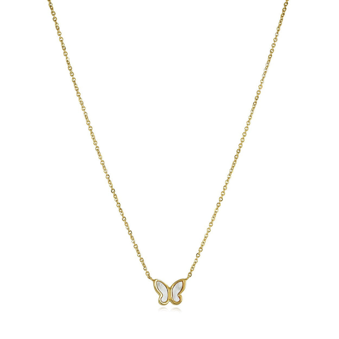 Mother-Of-Pearl Butterfly GP Necklace