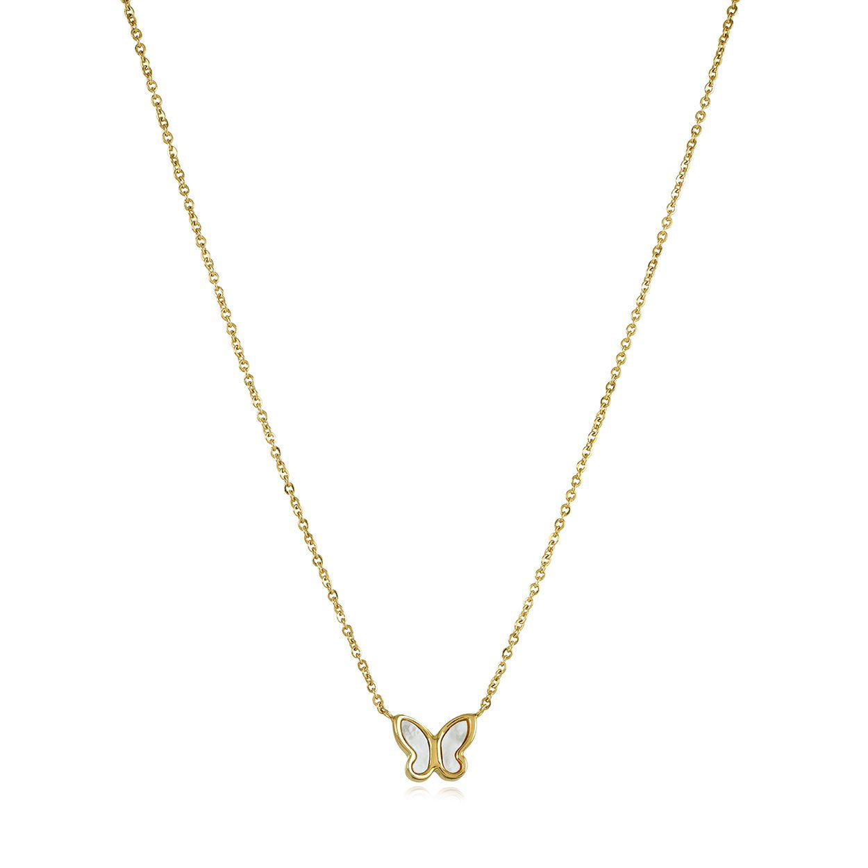 Mother-Of-Pearl Butterfly GP Necklace