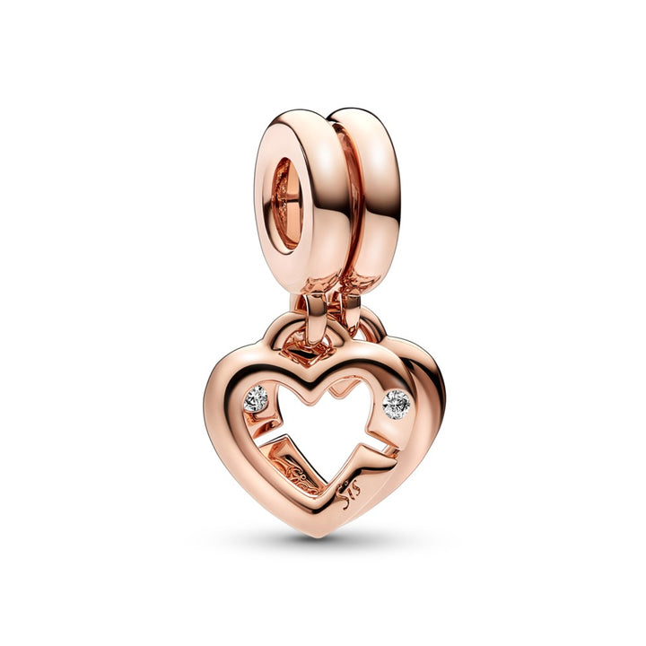 FINAL SALE - Pandora Linked Sister Hearts Split Dangle Charm