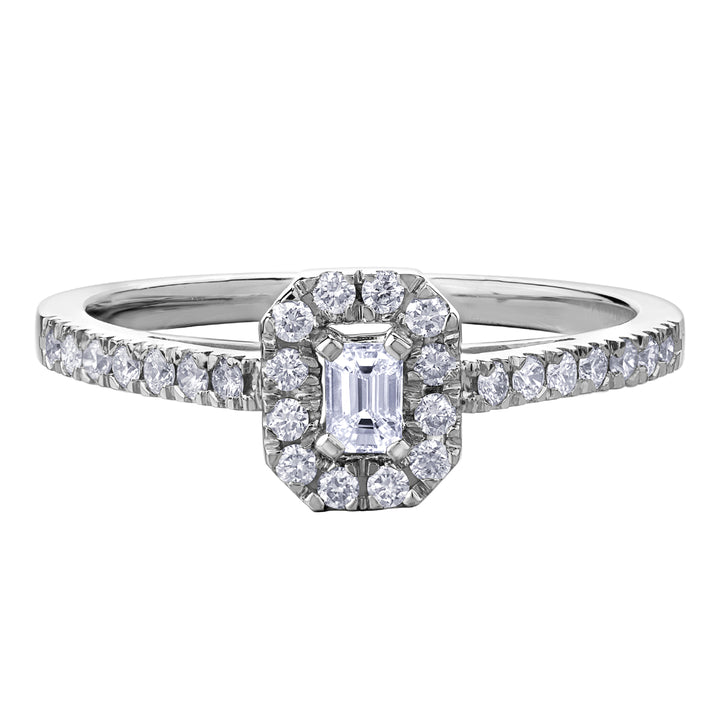 10 Karat Halo Engagement Ring, 0.1 CT Center