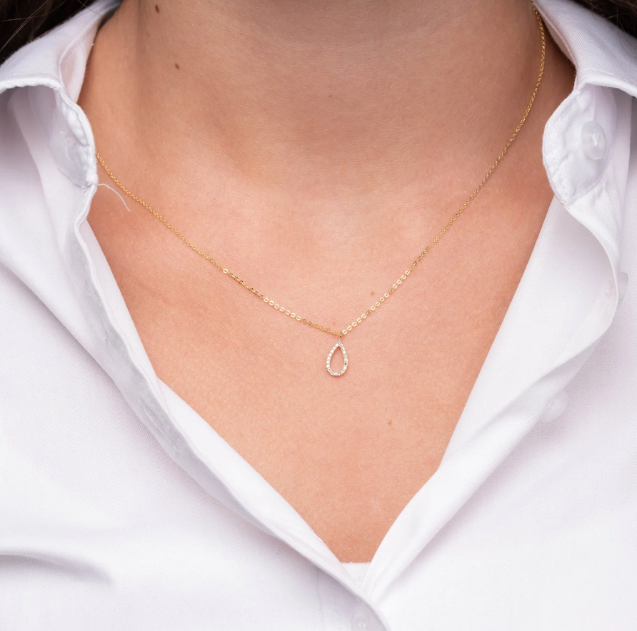 14k yellow gold teardrop shape