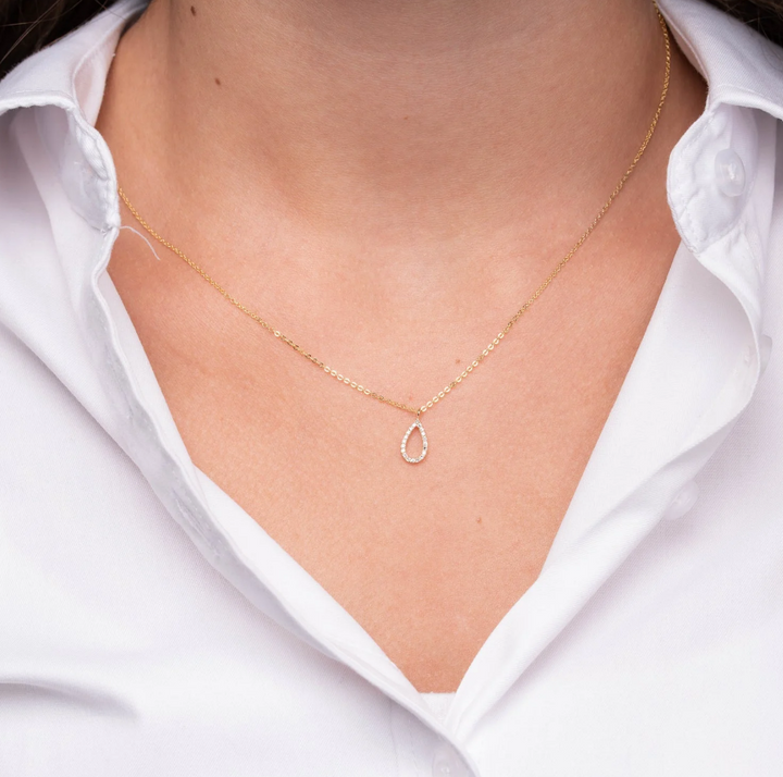14k yellow gold teardrop shape