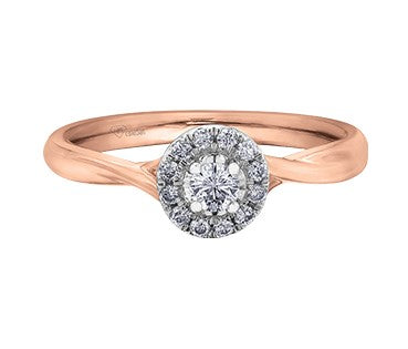 10 Karat Halo Engagement Ring, 0.15 CT Center