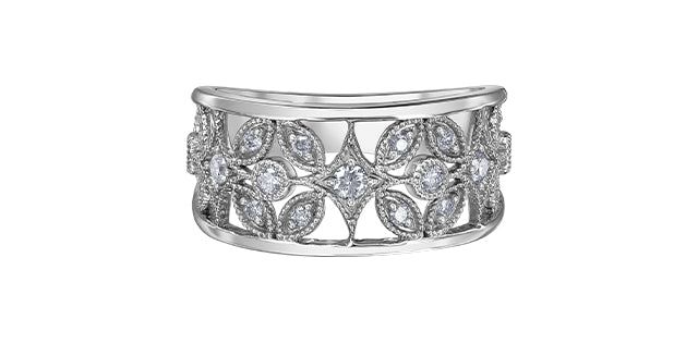 10k white gold wide diamond fa