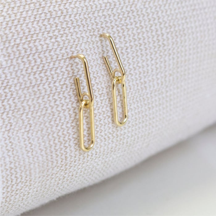 10K Paperclip Dangle Earrings