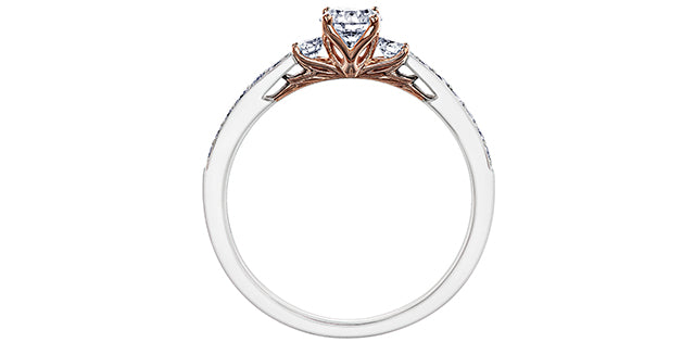 14 Karat Three Stone Engagement Ring, 0.52TDW