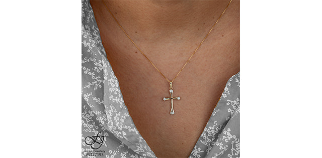 10 Karat Diamond Cross Necklace,  0.03tdw