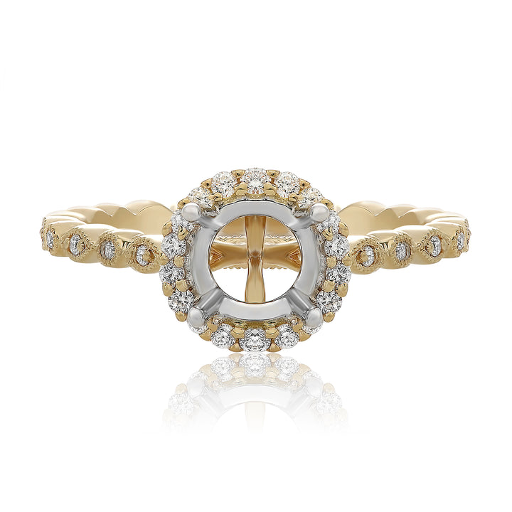 14K Halo Engagement Ring Mount