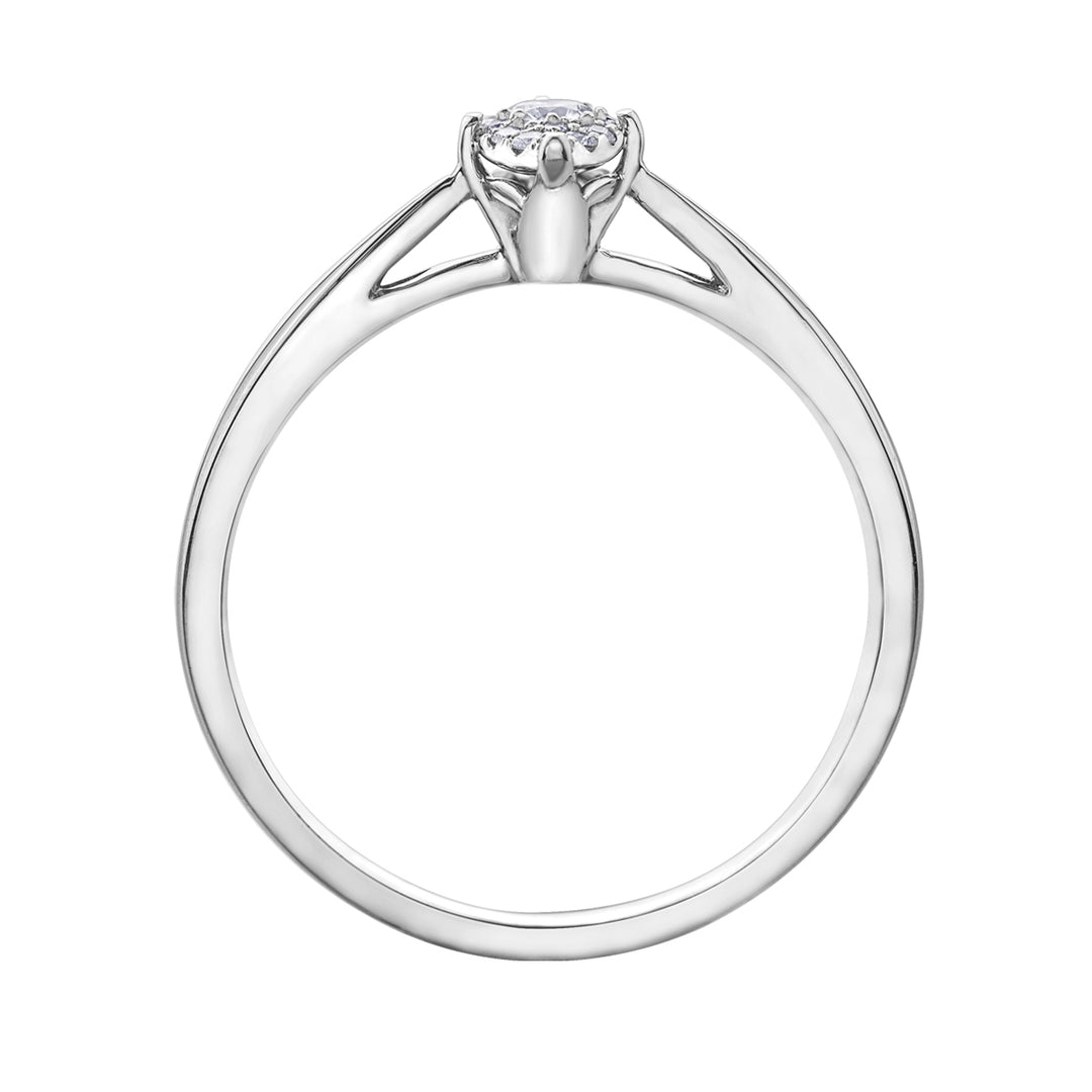 Illuminaire 10k White Gold Marquise Shaped Diamond Engagement Ring