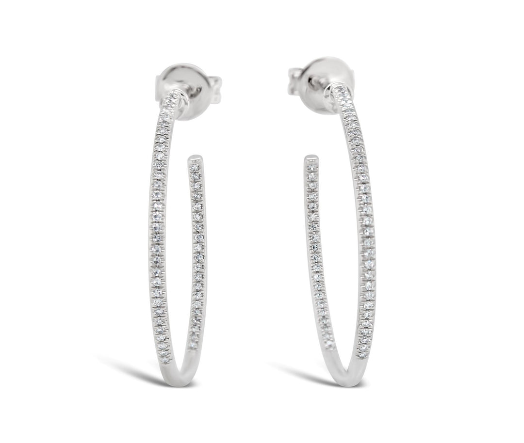 14k Inside Out Diamond Hoop Earrings