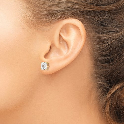 14K 7mm CZ Stud Earrings