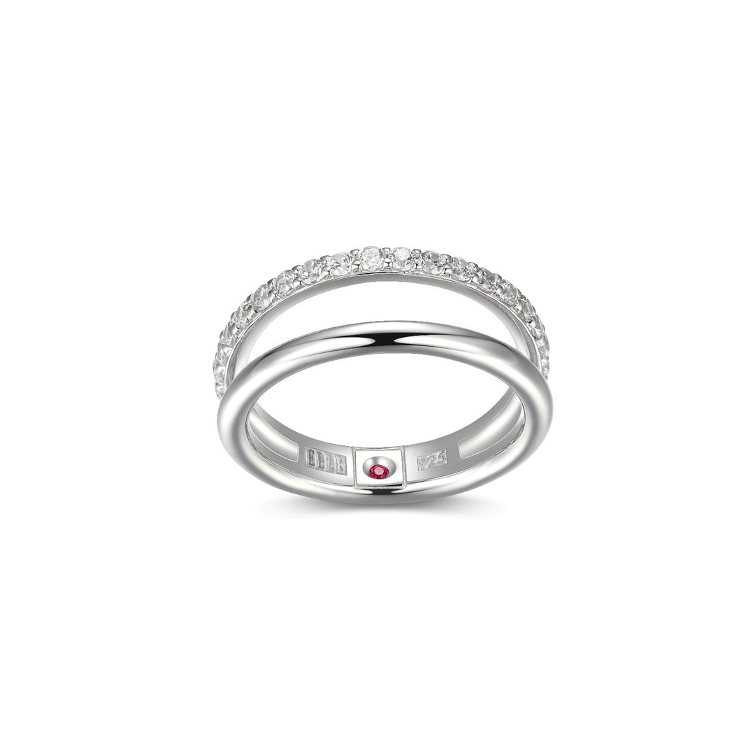 ELLE "Simpatico" Silver Double Band Ring