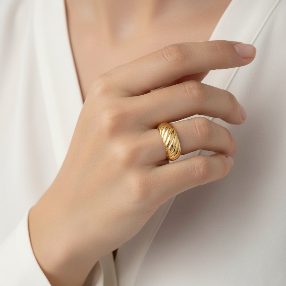 10k yellow gold domed fashion