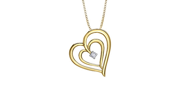10K Double Heart Diamond Pendant