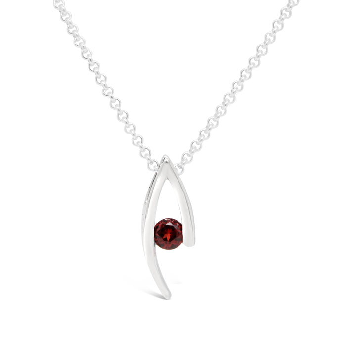 Double Curve Birthstone Pendant, January