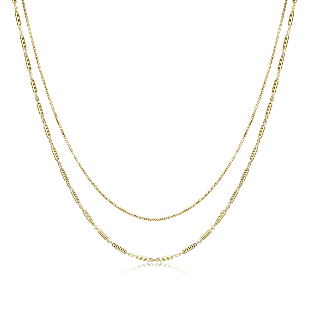 Reign 18K Gold Plated Layered Necklace, 18"