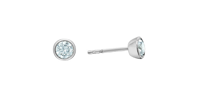 Lab Grown, Bezel Set Diamond Stud Earrings, 0.50TDW