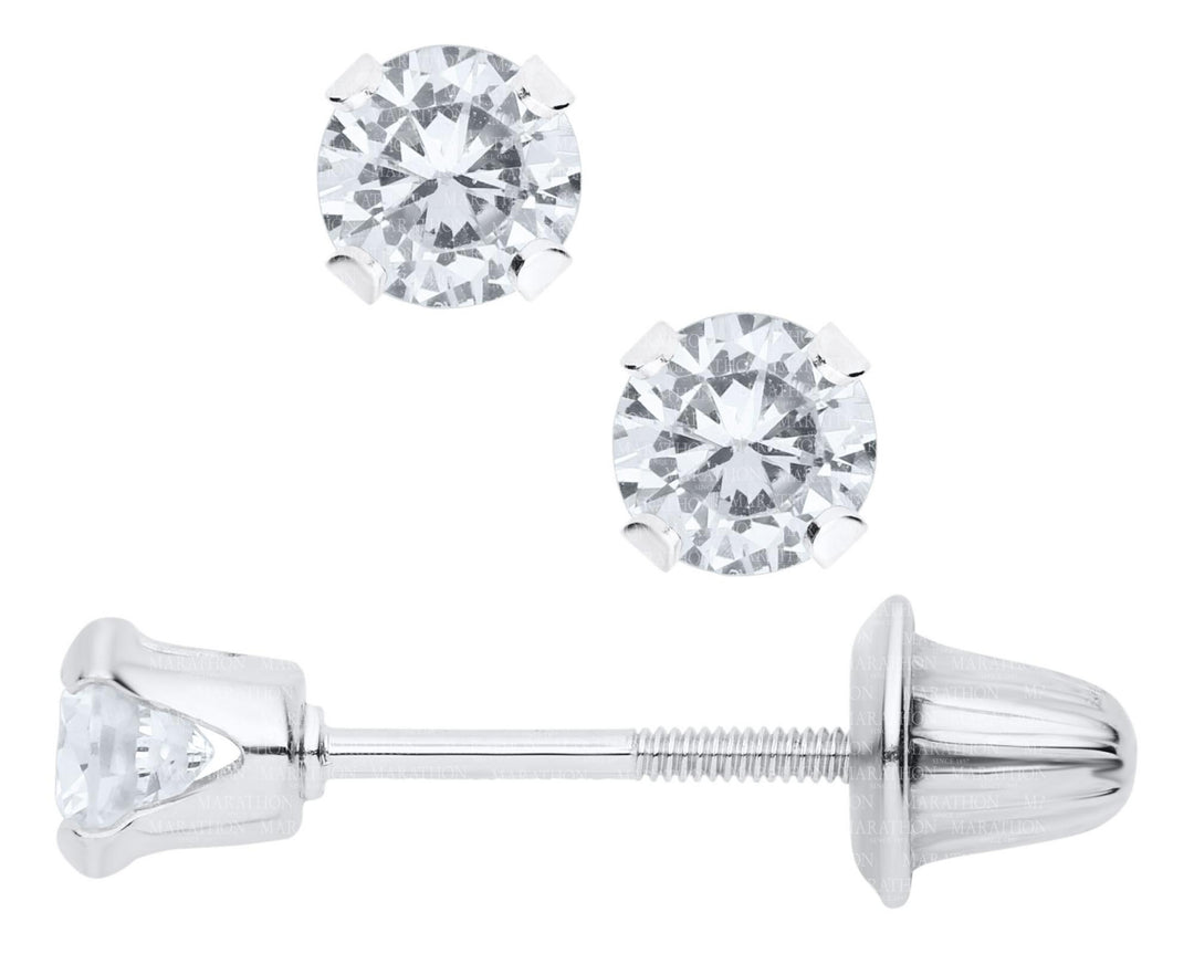 Silver Screw Back 4mm Round Earrings