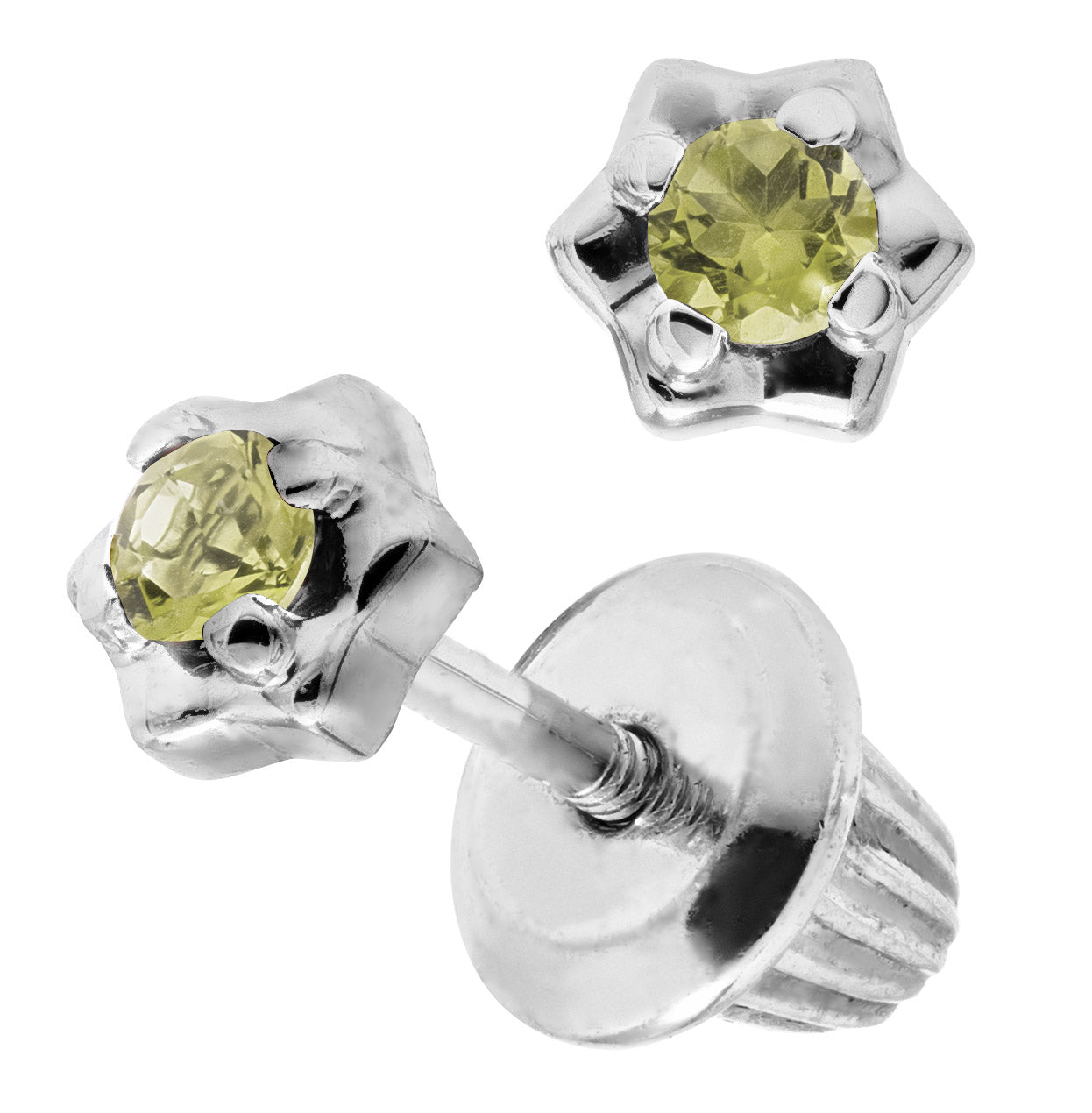 Silver Child's August Birthstone Earrings