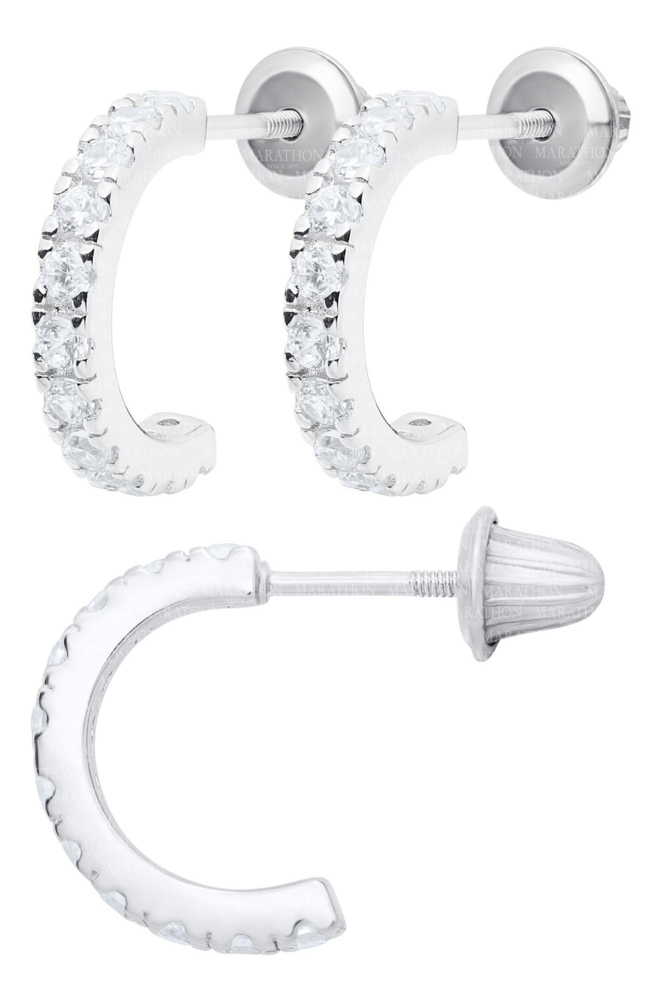 Silver Screw Back Hoop Earrings