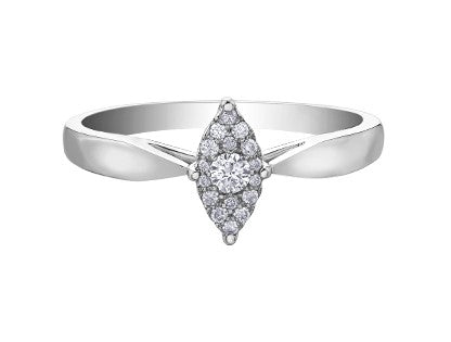 Illuminaire 10k White Gold Marquise Shaped Diamond Engagement Ring