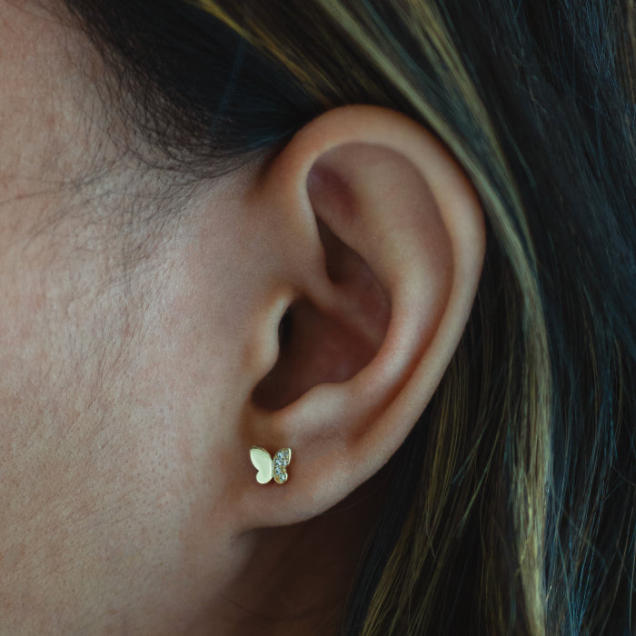 10K Butterfly Micro Stud Earrings