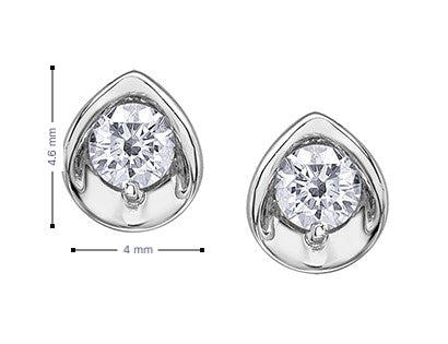 I Am Canadian 10k Gold Diamond Stud Earrings, 0.10 CT Center