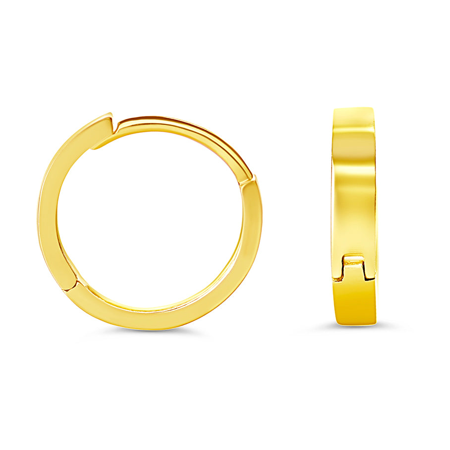 10k Yellow Huggie Style Hoop Earrings
