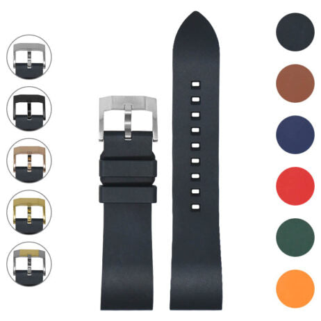 Black rubber strap with satin