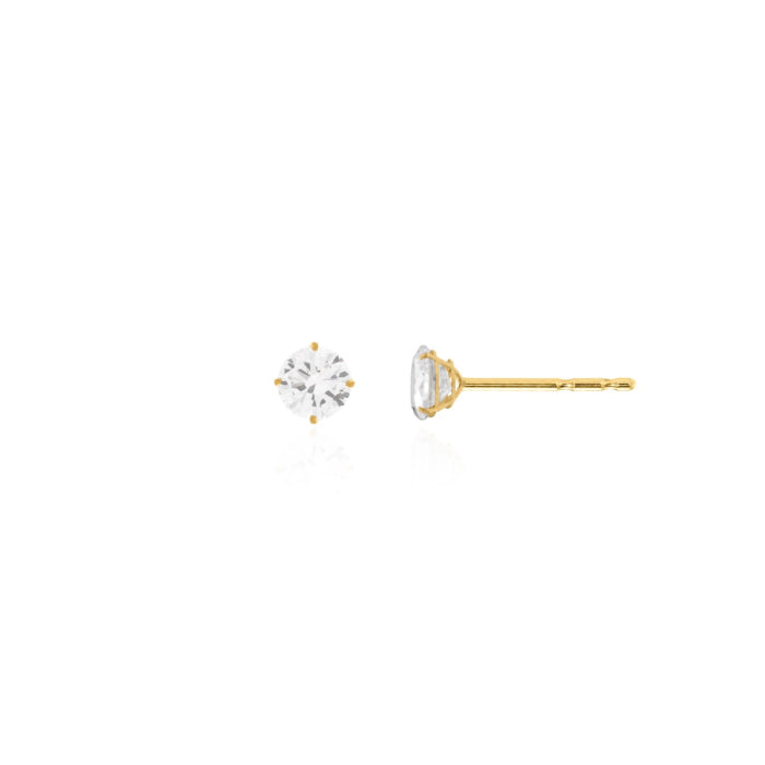 5MM 10K Gold CZ Stud Earrings