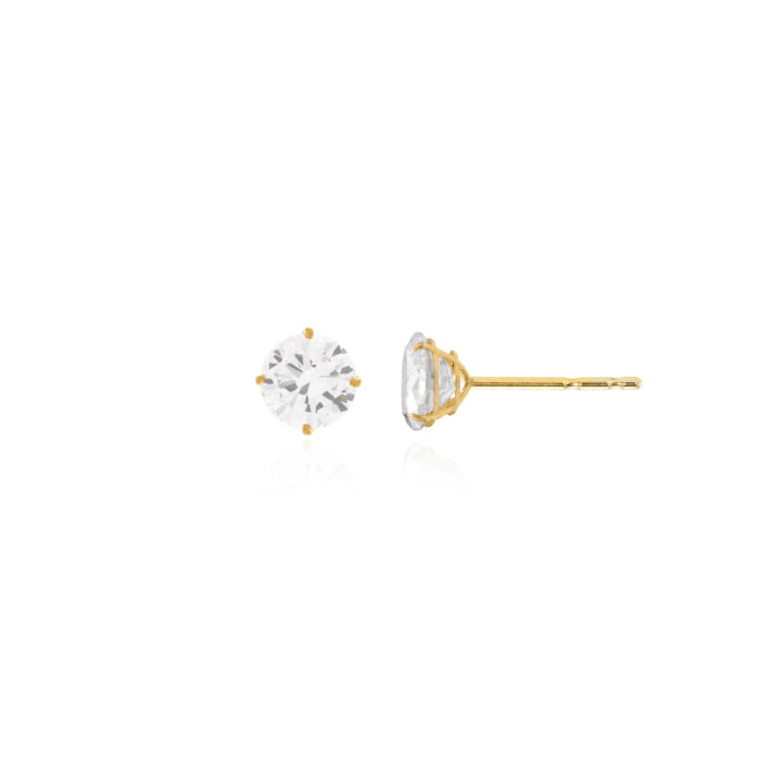 6MM 10K Gold CZ Stud Earrings