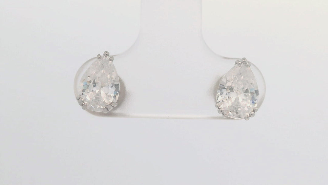 Pear Cut CZ Stud Earrings