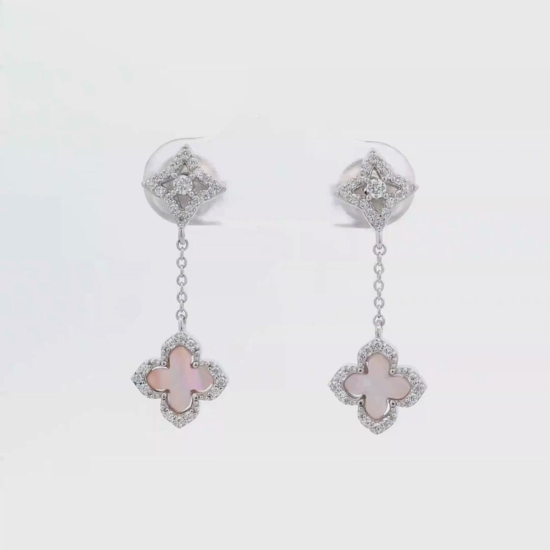 Fairwater MOP & CZ Clover Drop Earrings