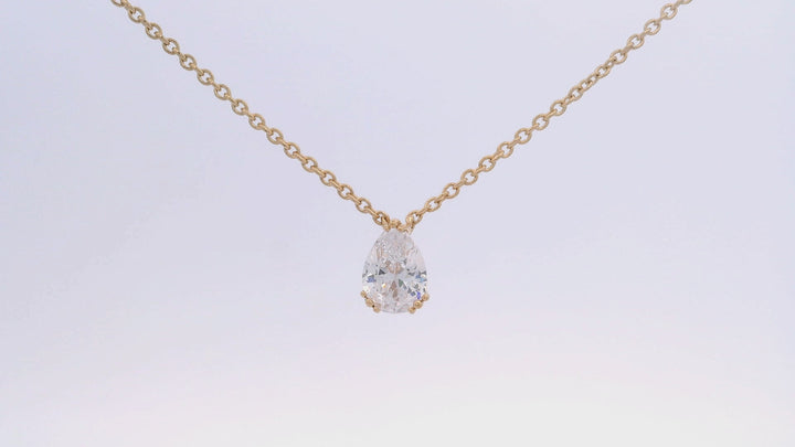 7MM Pear Cut Hidden Halo Solitaire Pendant, 18K GP