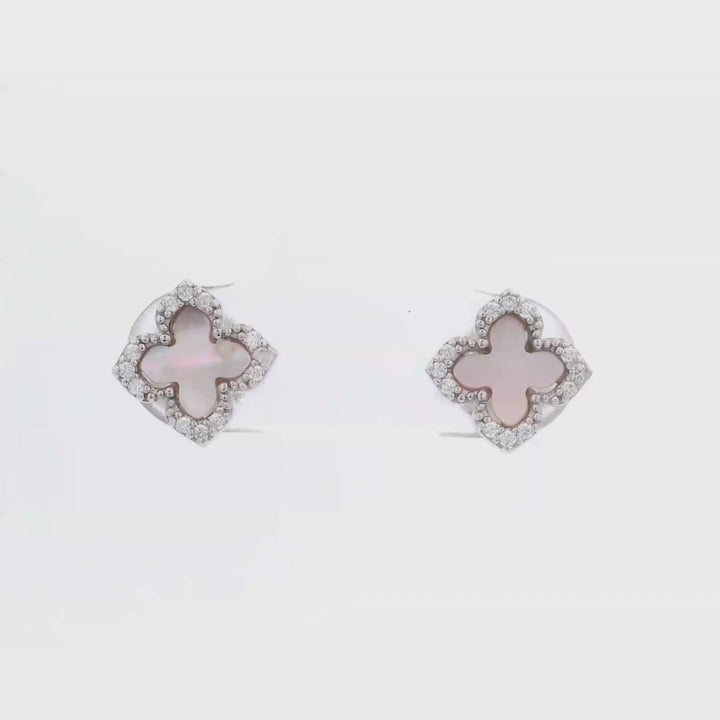 Sydney Soiree Fairwater Rhodium-Plated Sterling Silver Clover Studs
