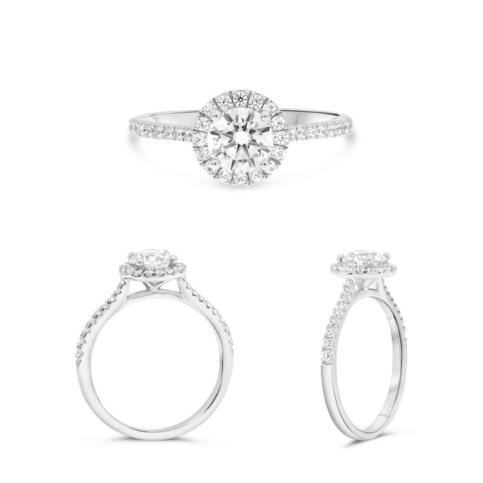 14kw 0.56ct LG Round Cut Halo Engagement Ring 0.82tdw
